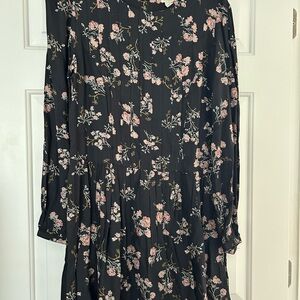 Hinge Black Dress with Pink and Gold Floral Design